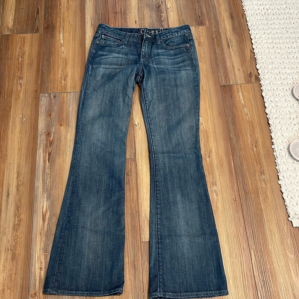 Chip and pepper flared blue jeans